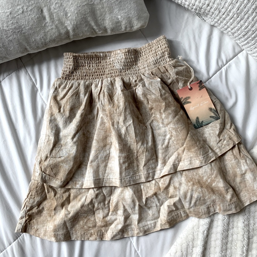 smocked waist flounce skirt